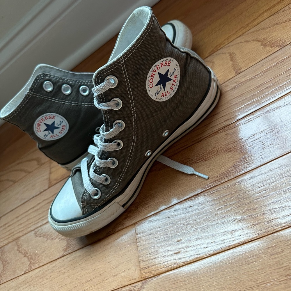 Converse High-Tops in Classic Olive and White